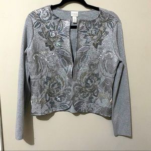Chico’s embellished beaded blazer Jacket Size 1